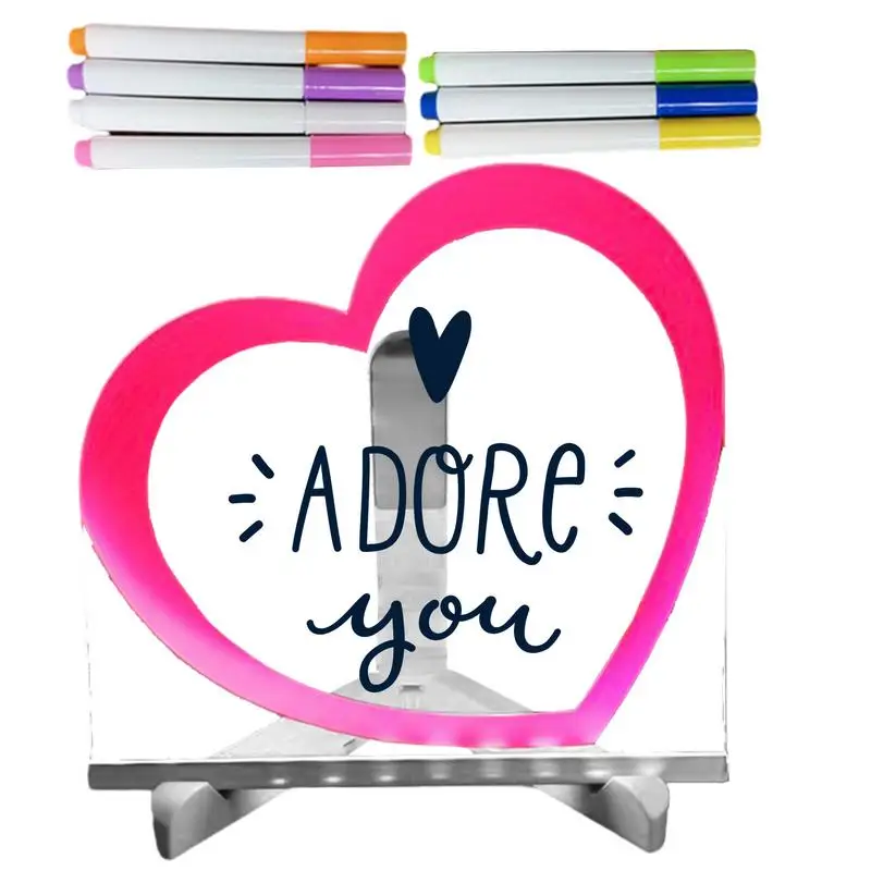 

Прозрачная акриловая доска для сухого стирания, доски для проектирования в форме сердца с 7-цветным маркером, креативная доска для стирания сухого, многоразовые искусственные элементы