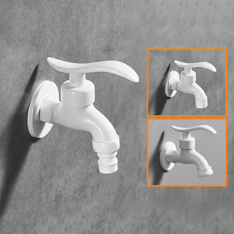 

White Bathroom Brass Washing Machine Faucet Outdoor Garden Balcony Cold Faucet Single Handle Mop Sink Faucet