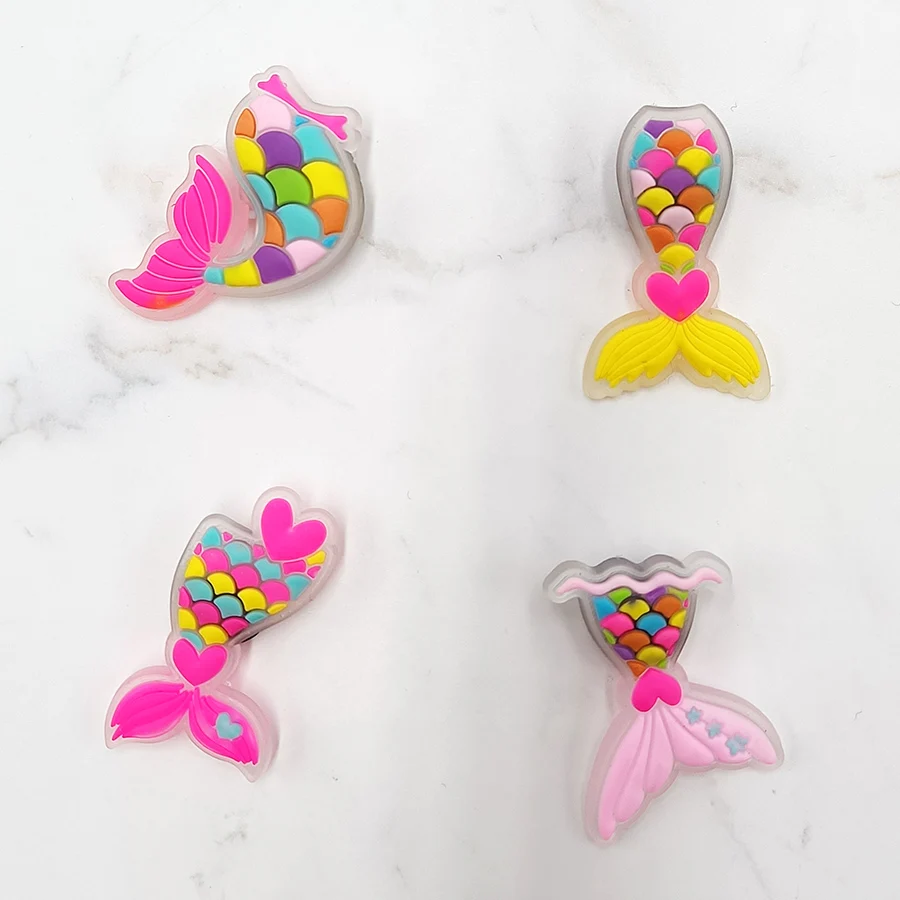 Transparent Design PVC Shoe Charms Accessories Funny DIY Fish Tail Shoes Buttons Decoration Jibz For Croc Charms Kids Gift