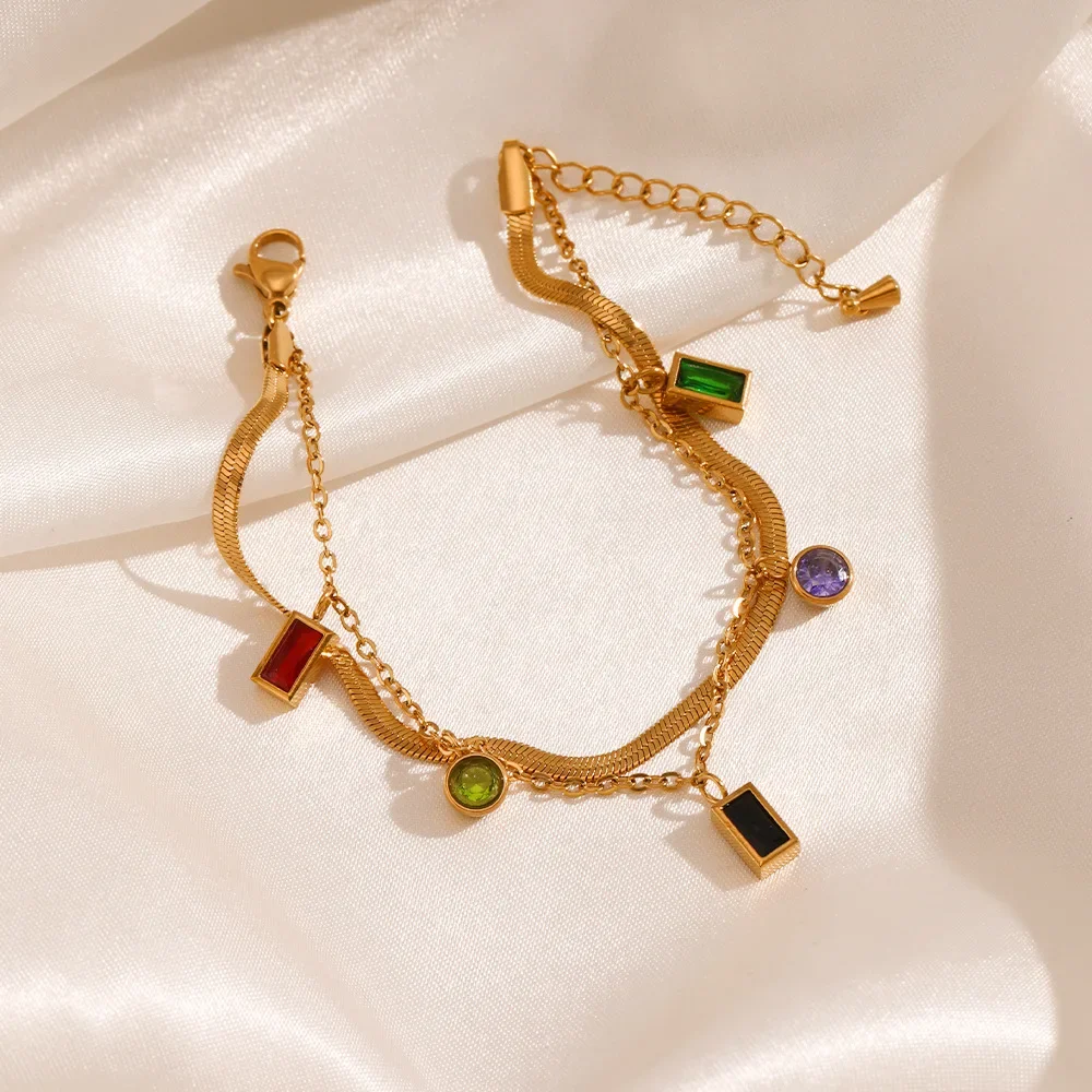 Золотые браслеты для женщин Loe цепочка из нержавеющей стали с подвеской