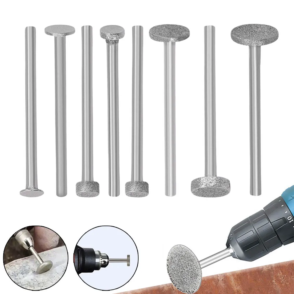 

2PCS Diamond Grinding Head Burrs Abrasive Polishing Jade Stone Carving 3mm Shank Dremel Accesories Polishing Tool