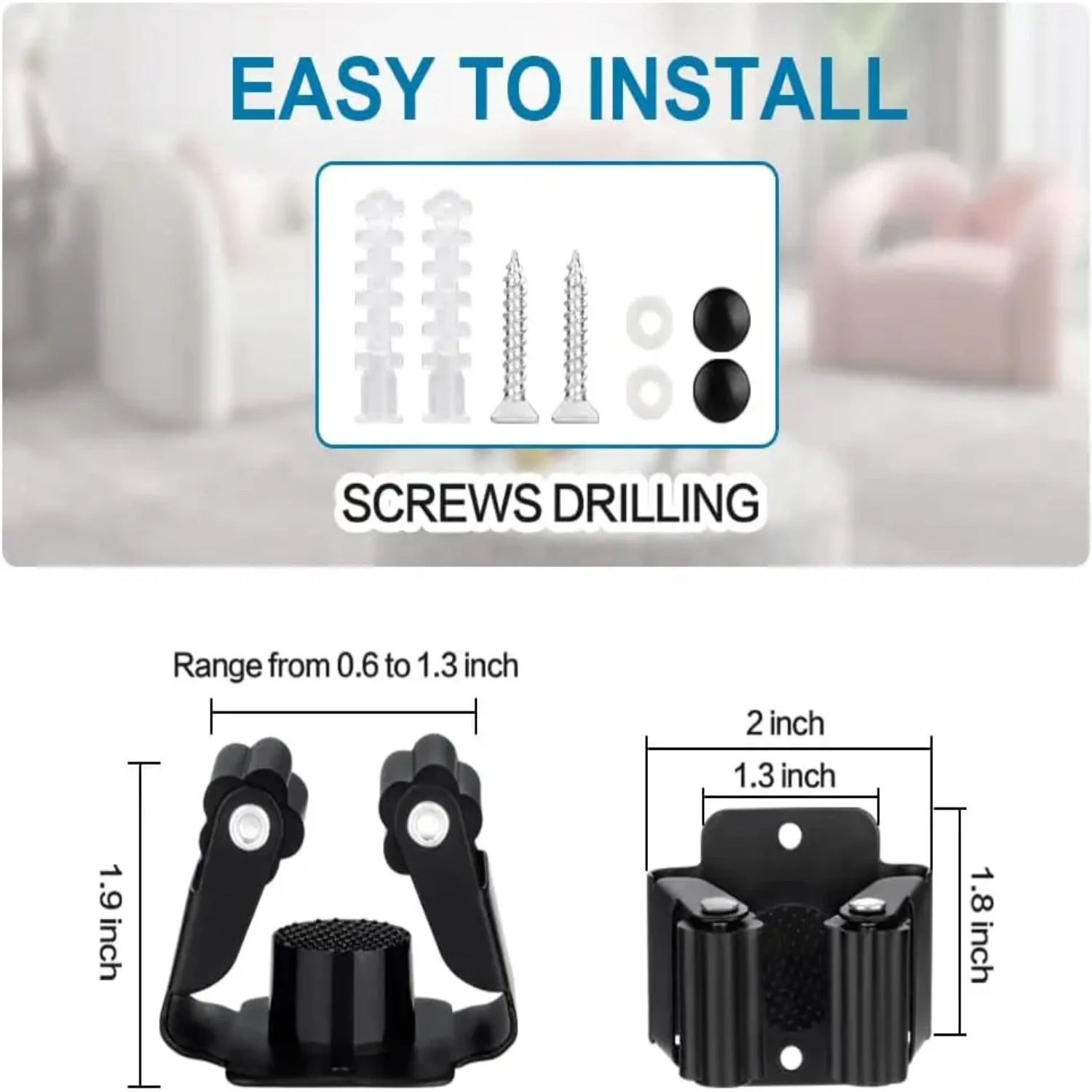 4 шт. прочный настенный держатель для метлы с винтами - компактный органайзер