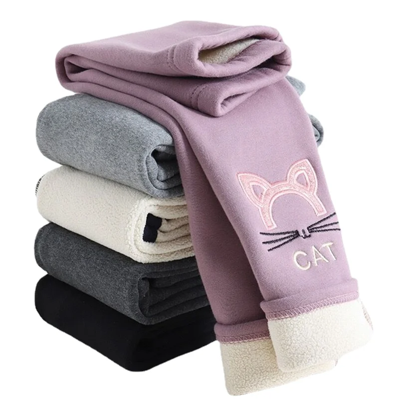 

Детские бархатные теплые брюки, плотные флисовые брюки из ягненка, детские зимние леггинсы для девочек, однотонные детские брюки-карандаш, ...