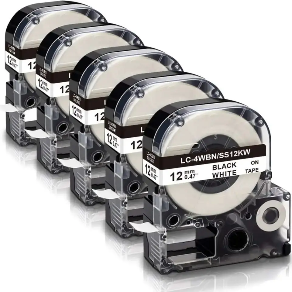Наклейка с этикеткой SS12KW совместимая лента Epson LK-4WBN SS9KW черный на белом для