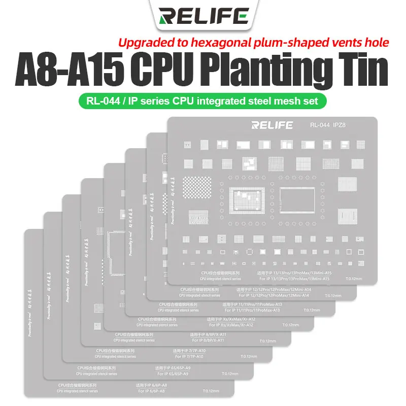 

RELIFE RL-044 IP/MI / SAM/HW Series CPU Integrated Steel Stencil Set Protection Integrated Tin Planting Steel Stencil