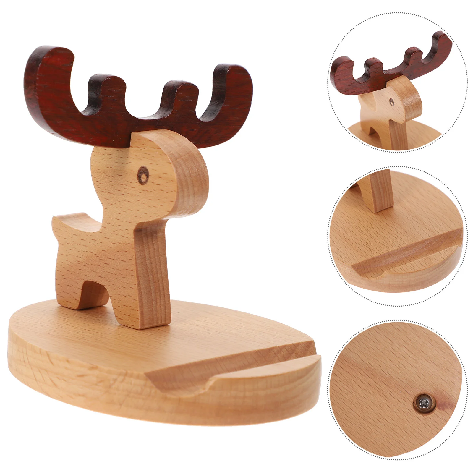 

Stand Holder Bracket Cell Wooden Tablet Cellphone Rack Cat Desktop Mobile Desk Deer Cute Animal Wood Shape Universal Models