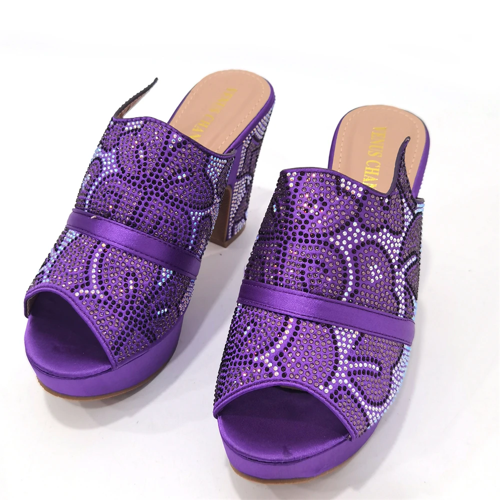 Perfect Sequins Excellent Latest Distinguished Wine Elegant High Heels Italian Popular Design African Ladies Shoes Bag Sets