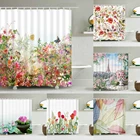 Занавеска для душа с Цветочным Рисунком бабочки, s занавеска для ванной s, водонепроницаемая занавеска для ванной из полиэстера с 12 крючками, занавеска для душа