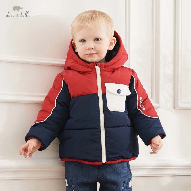 Dave Bella Baby Kids Jackets Boys Winter Thick Coats Warm Outerwear For Girls Red Hooded Jacket Children Clothes DB4223537