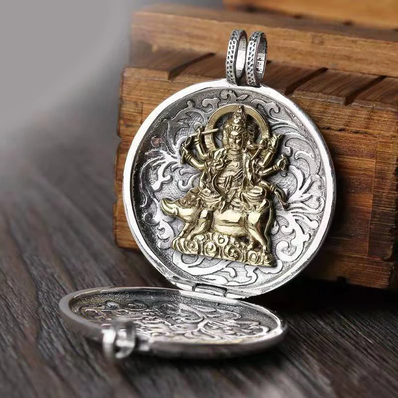 

The New National Tide Retro Men's Necklace Morizhitian Bodhisattva Can Open The Transfer Pendant Unisex Accessories