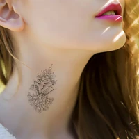 geometric totem jewelry chain temporary tattoo for women men tree inverted triangle waterproof fake tatto sticker neck arm tatoo
