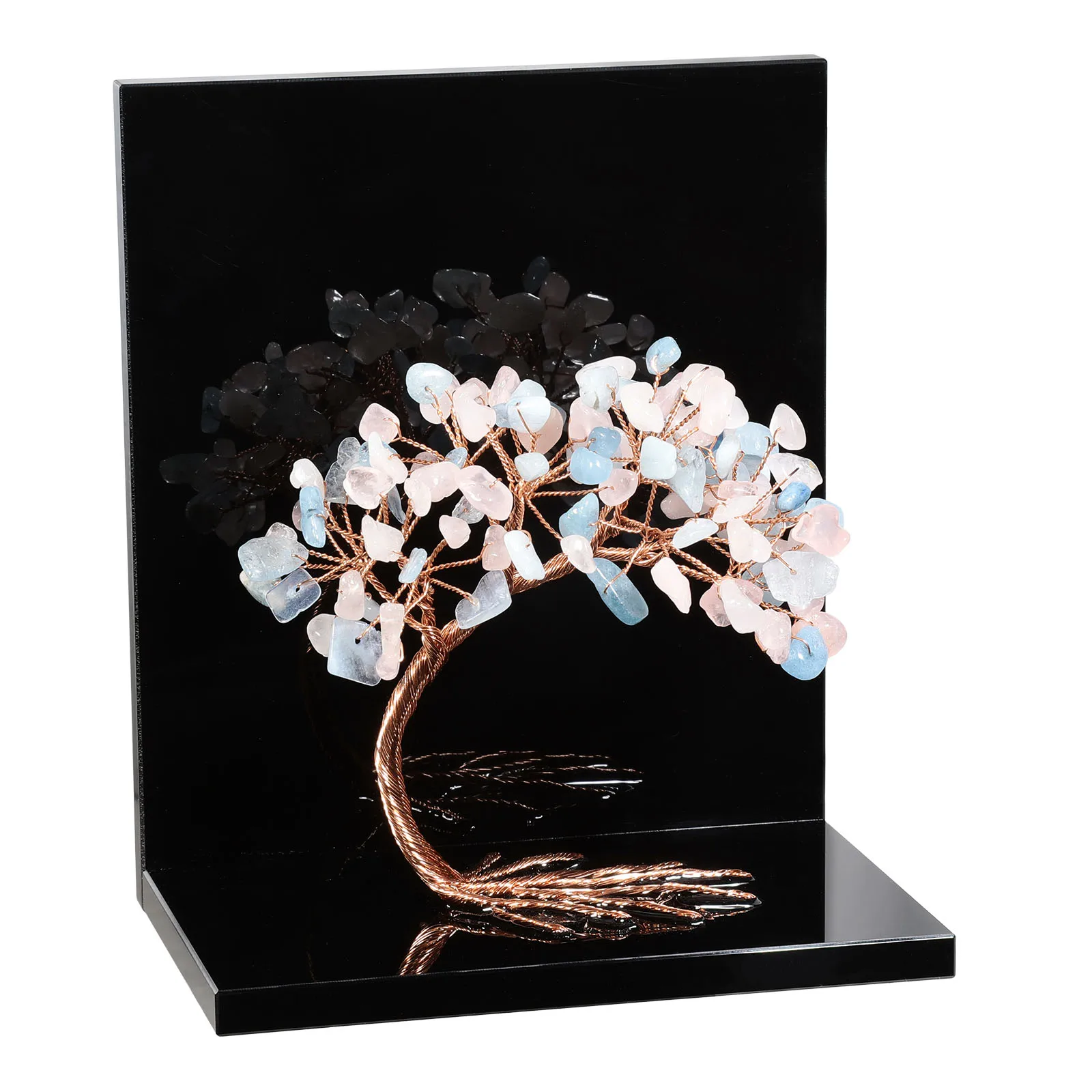 Natural Crystal Money Tree With Acrylic Bookends Book Ends For Shelves Desktop Organizer Home Office 1 Pair