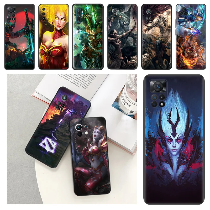 

Black Matte Anti-Drop Phone Case For Xiaomi 13 Lite 12x 12s 12t Pro a2 cc9 cc9e Redmi K50 K50i k60 Ultra 12c Dota Game Art Cover