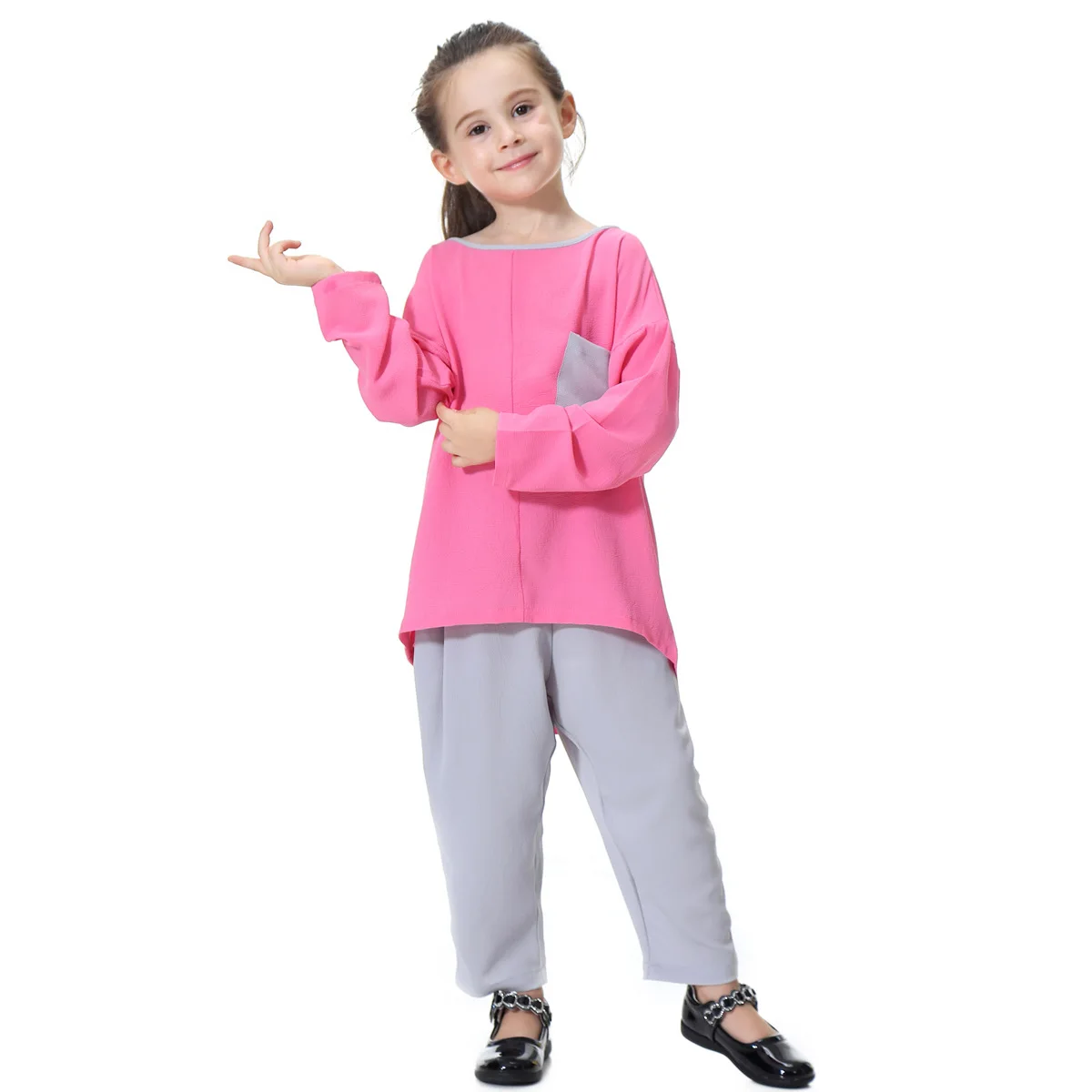 New Casual Muslim Girls Children Suits Abaya Girl Robe Ramadan Arab Islamic Clothing Harem Pants Set Fashion Loose Muslim Suits