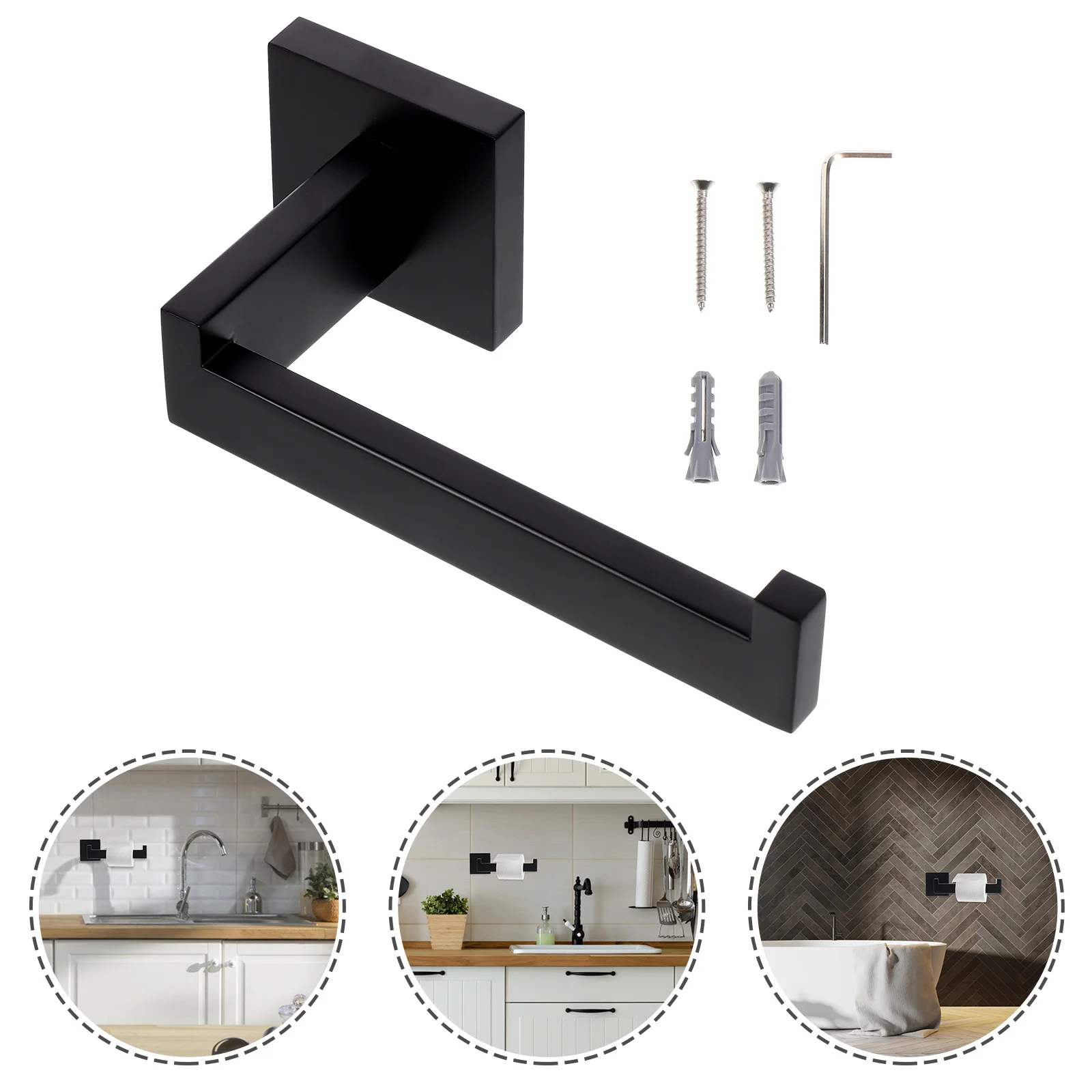 

1 Pc Durable Black Practical Stainless Roll Paper Rack Tissue Rack Wall Hanging Rack