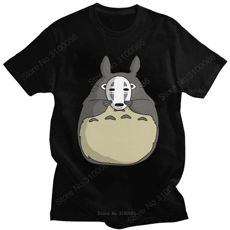 

Funny My Neighbor Totoro Tshirt Man 100% Cotton Japanese Animation No Face Studio Ghibli Spirit Tee Short Sleeve Printed T-shirt