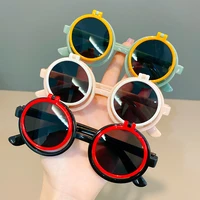 cute kids flip sunglasses beach outdoor uv 400 protection eyewear glasses for boys girls retro children round frame sun glasses