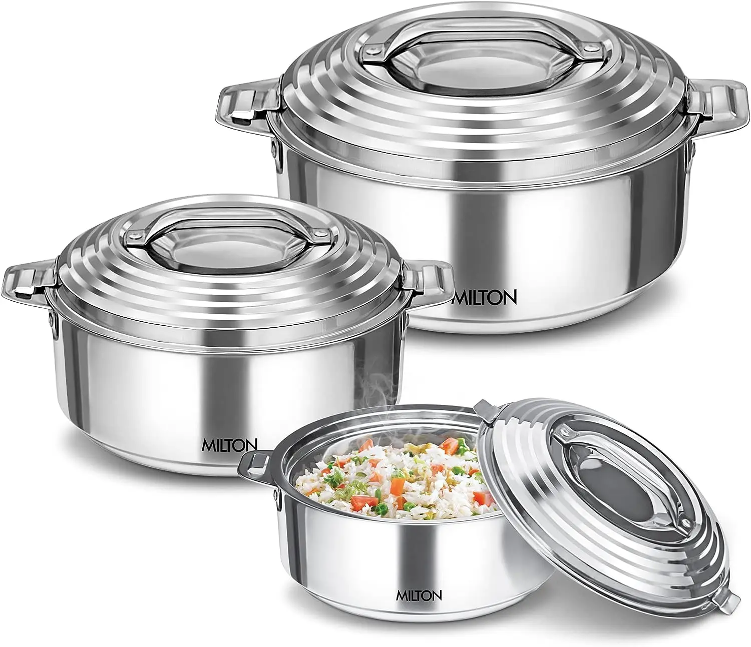 

Galaxia Insulated Casseroles, Set of 3, Silver (1000ml, 1500ml, 2500ml)