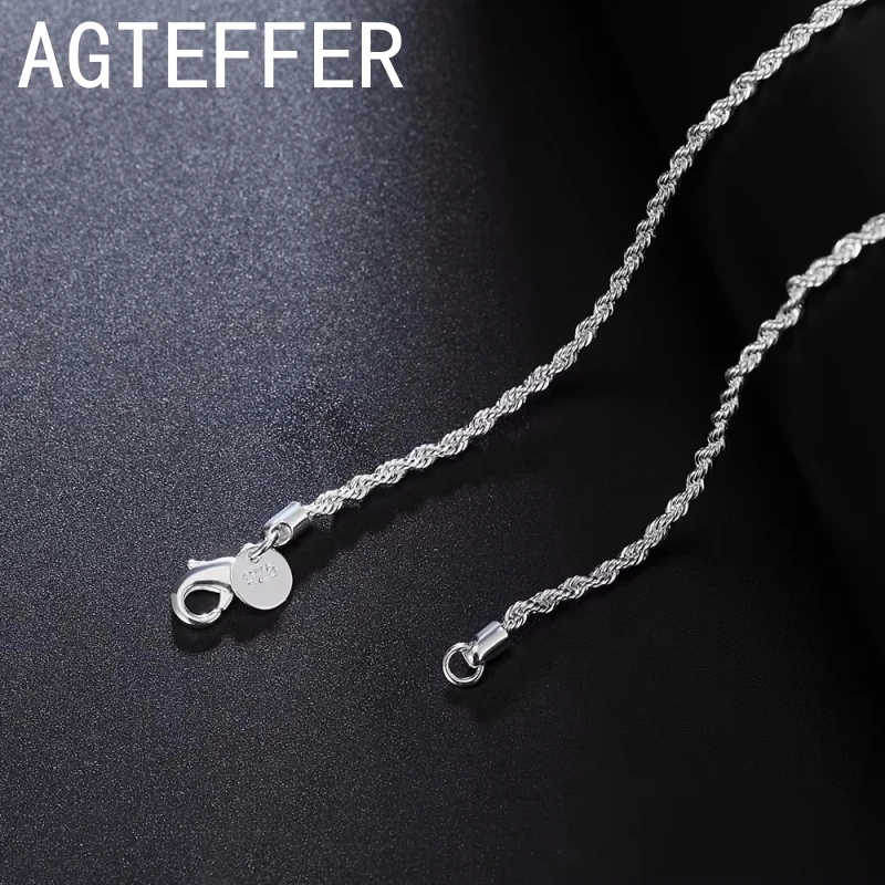 Новый 16/18/20/22/24 дюймов стерлингового серебра 925 пробы 2 мм витая веревка-цепочка