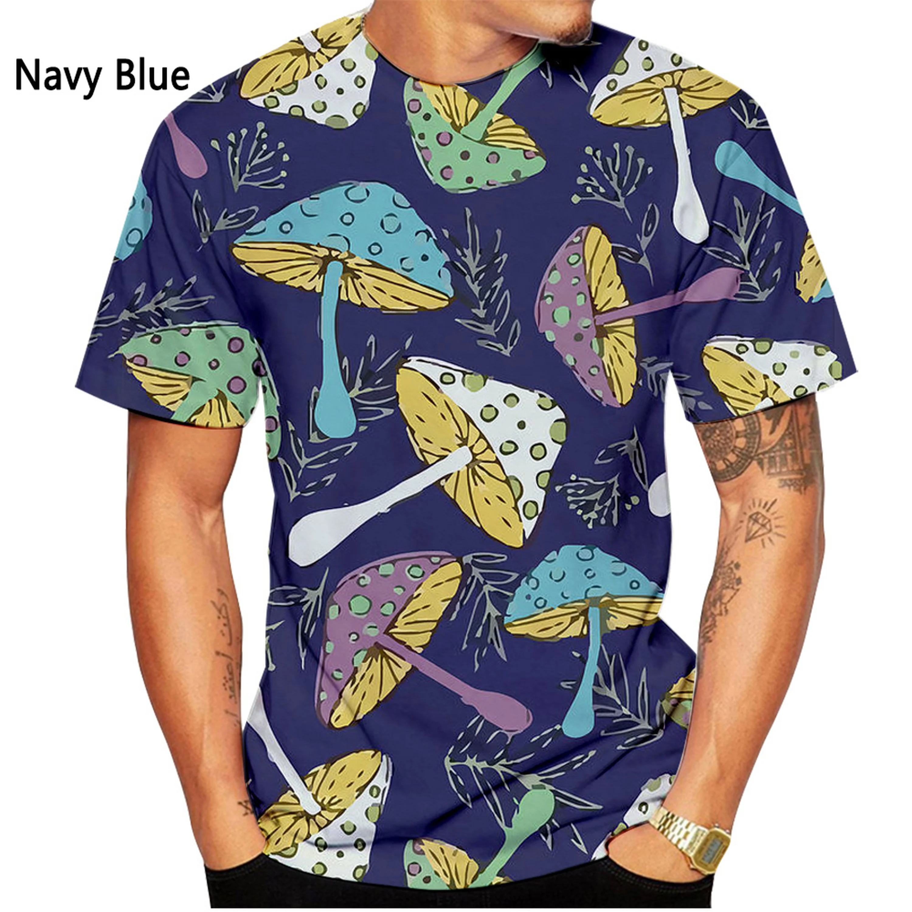 

Новинка 2023, дышащая мягкая и удобная футболка, модная женская/Мужская Повседневная футболка с коротким рукавом и 3D-принтом грибов