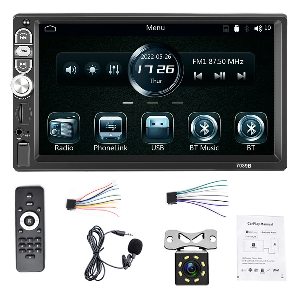 

Автомобильный mp5-плеер, совместимый с Bluetooth 4,0, 7-дюймовый USB-интерфейс, громкая связь, 12 В, воспроизведение музыки, 1024x600, радио, подсветка