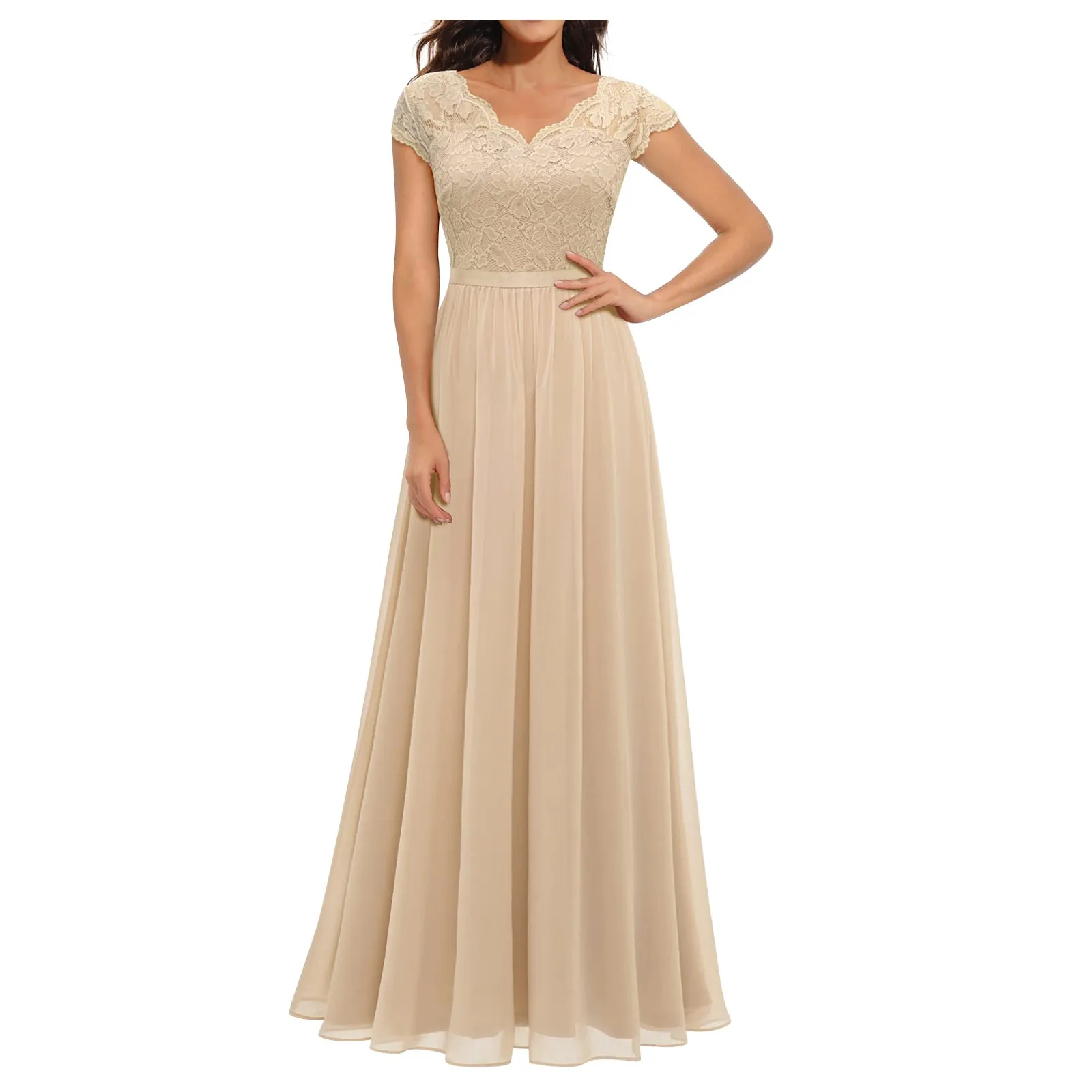 

Dress For Women Temperament Sleeveless Summer Dresses Lace Stitching Bohemian Dress Solid Dress Vestido