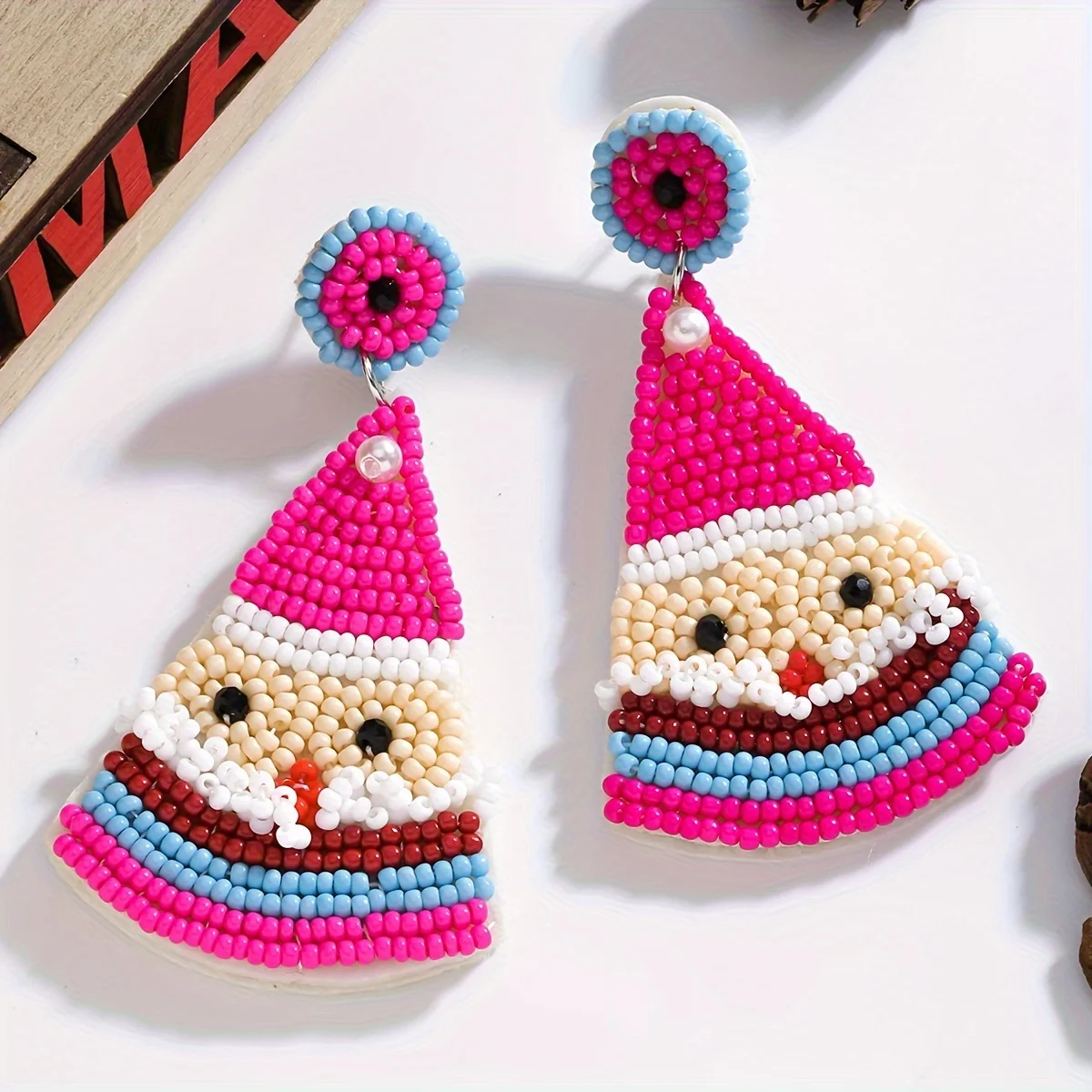 Рождественские Украшенные бусинами серьги Санта-Клауса Vedawas милые красочные