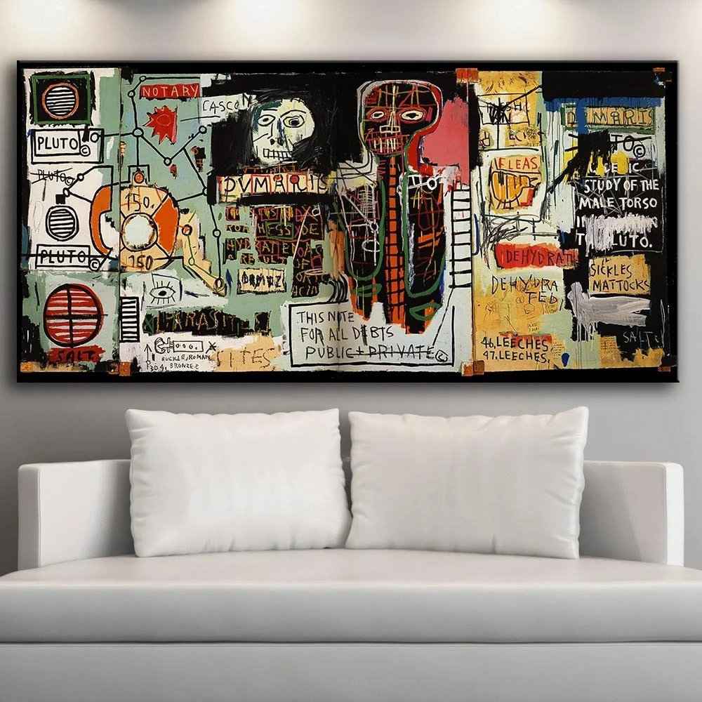 Большая картина маслом на стену граффити Basquiat нотариус для гостиной без рамки