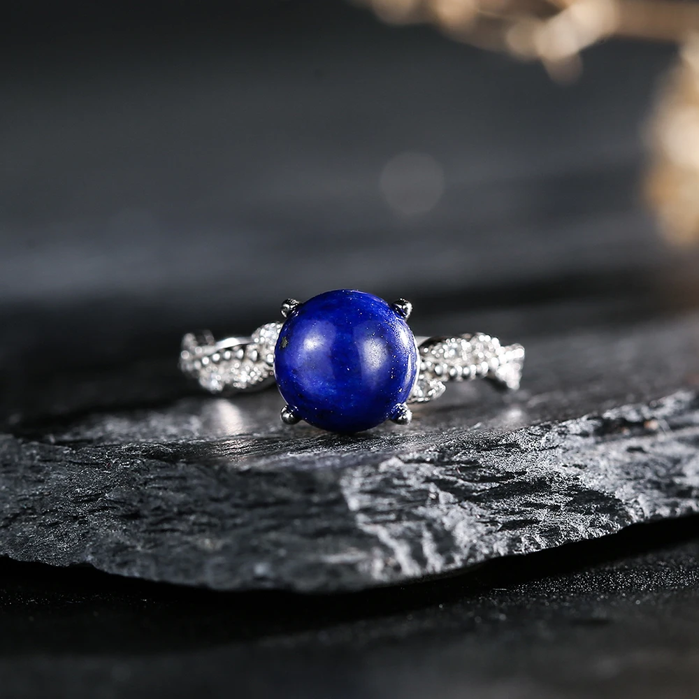 8*8 мм натуральный камень лазурит кольцо из стерлингового серебра 925 пробы