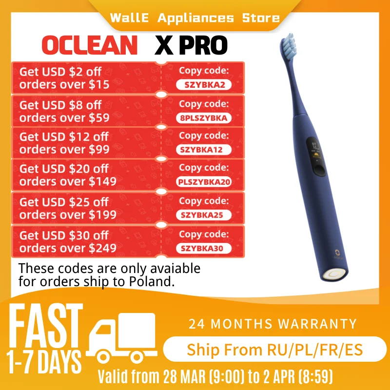 

Oclean X Pro Sonic Electric Toothbrush for Adult IPX7 Colorful Smart Touch Screen Tooth Brush with 2-in-1 Fast Charging Holder