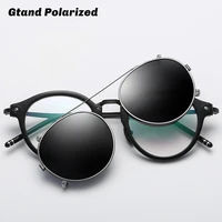 gtand new steampunk vintage round style polarized sunglasses clip on lens removable brand design sun glasses oculos de sol gt275