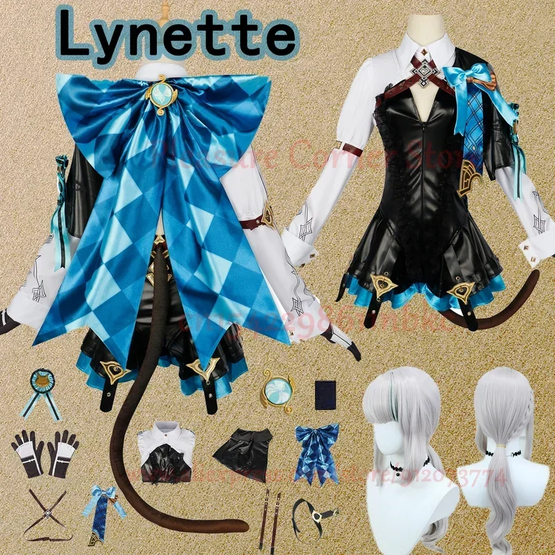 SN88 Lyney Косплей Костюм Genshin Impact Линетт Парик Fontaine Кожа Платье Наряд Волшебник% #