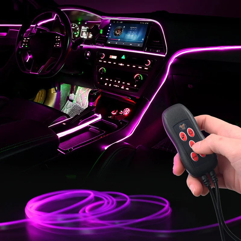 

Декоративная RGB-лампа для салона автомобиля, неоновая лампа с USB-разъемом, несколько режимов управления звуком, для создания атмосферы