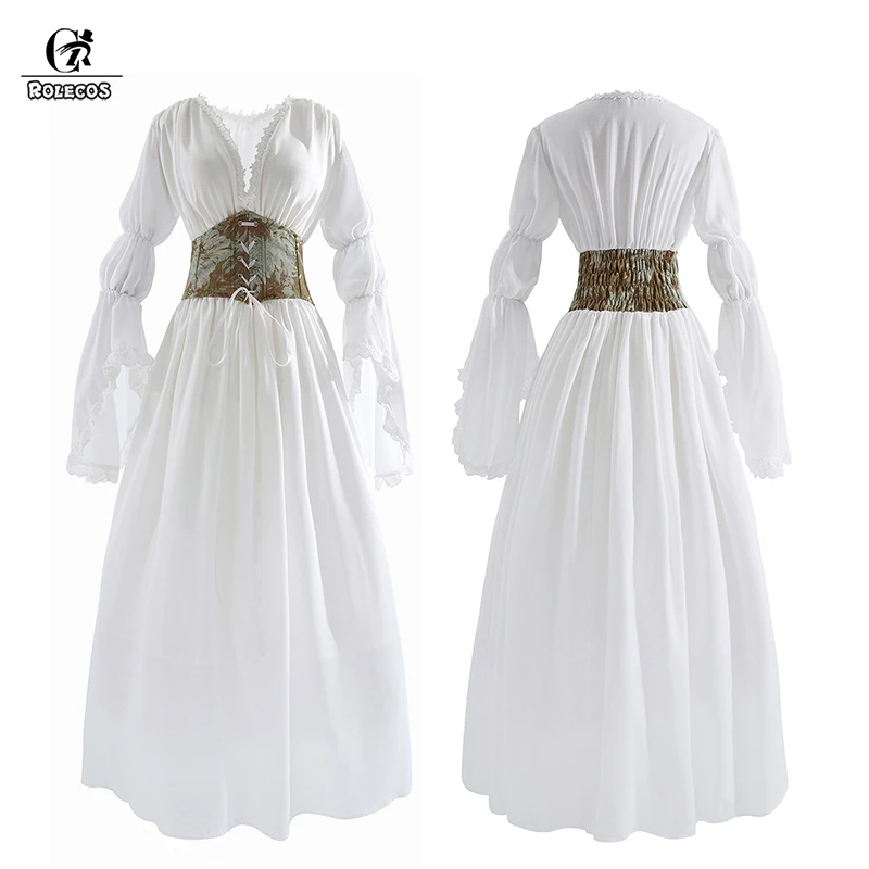 

ROLECOS, средневековое викторианское платье, женское платье, белые вечерние платья, винтажное Свадебное бальное платье