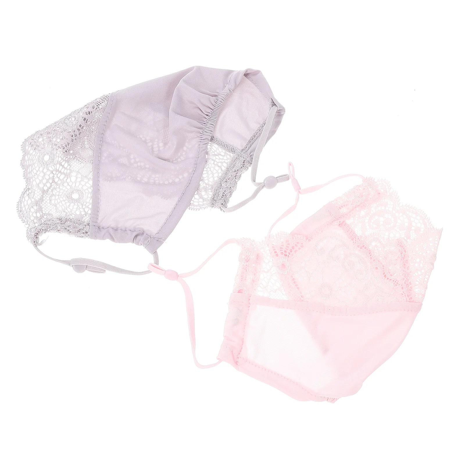 

2 Pcs Face Cover Ear Loops Women's Scarfs Women Face Bandana Ladies Scarf Ladies' Napkin Gradient Masquerade Lace