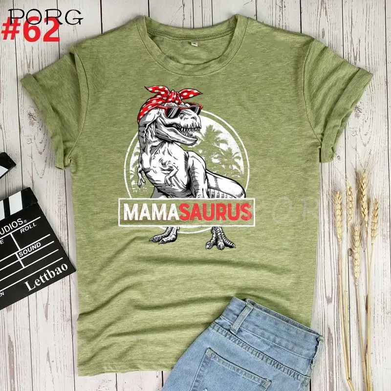Mamasaurus T Rex Dinosaur Graphic Shirts Women 2022 Summer New Casual Loose Tshirt Mother's Day Gift O Neck Woman Tops Tee | Женская