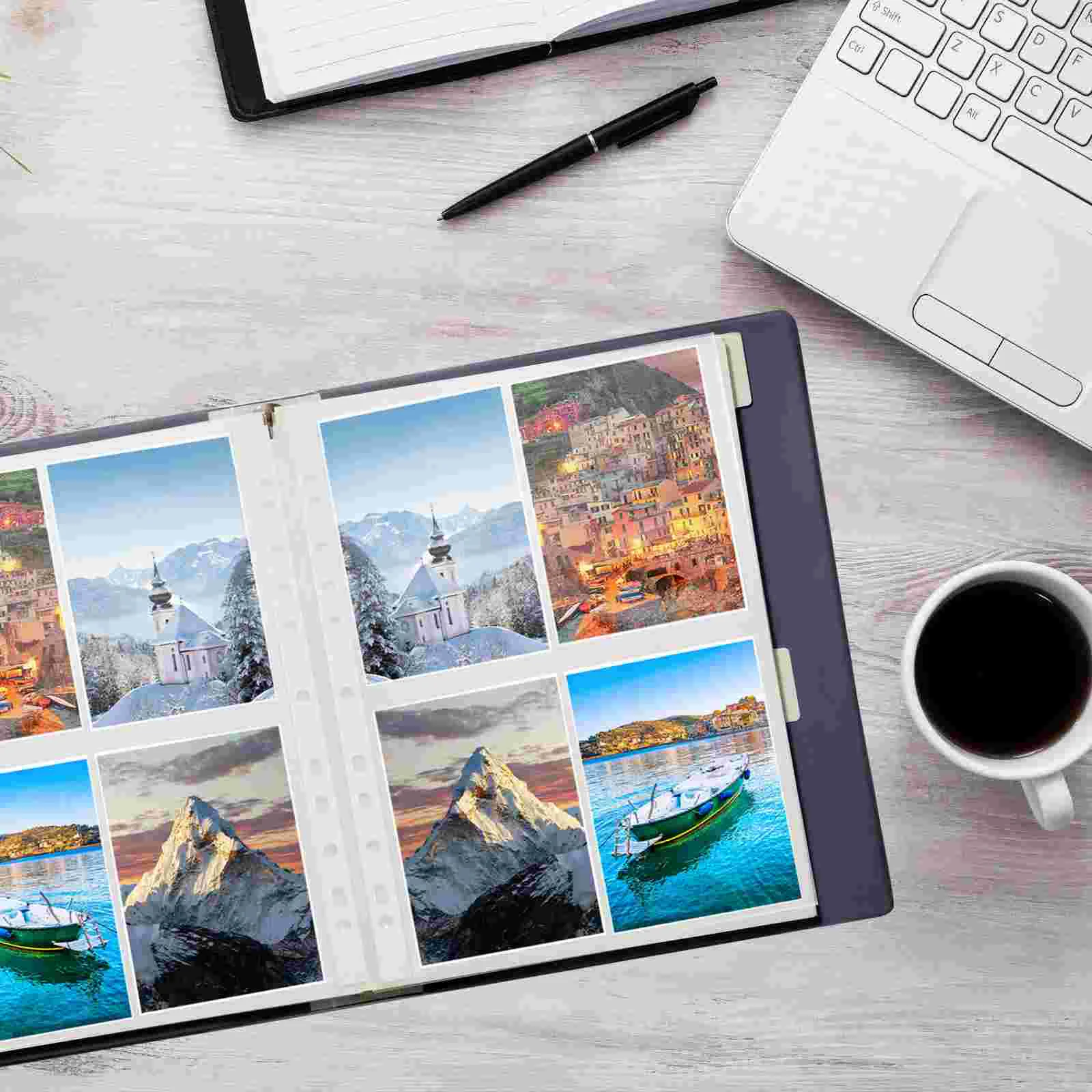 

A4 Poly Pockets Clear Binder Folders Office Wear-resistant File Document Punch Strong Punched Loose Leaf Organizer Pouch