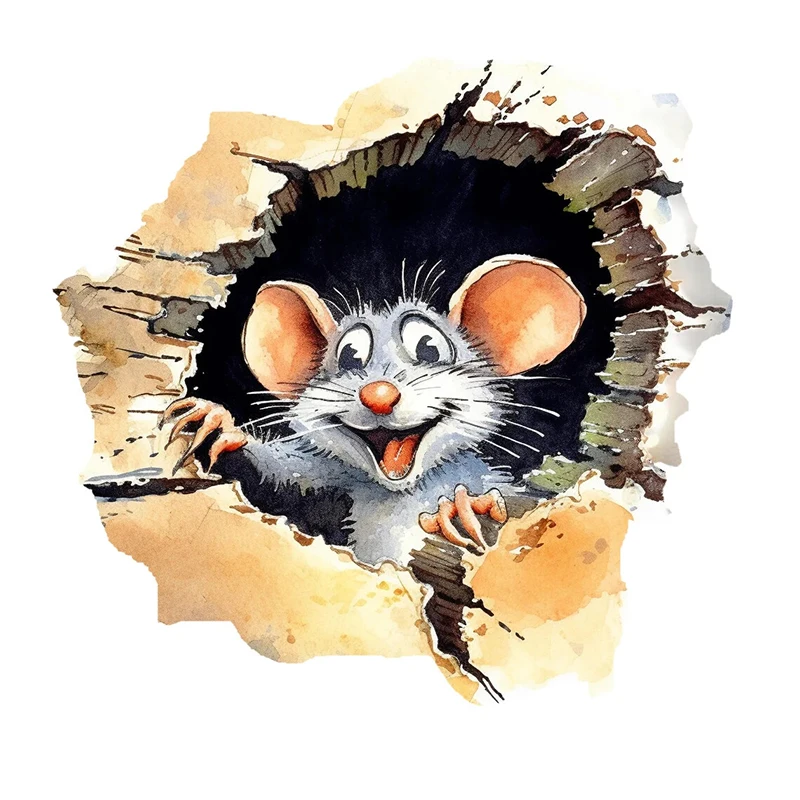 

Виниловые наклейки с мышью Funny Mouse in Hole