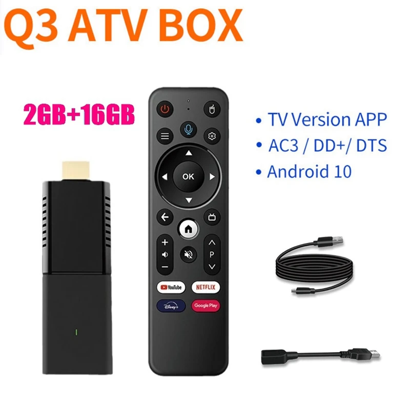 

Smart TV Stick TV Stick Q3 2GB+16GB Android 10 Allwinner H313 WIFI6 2.4G/5G BT5.0 Portable TV Box 4K HDR Media Player