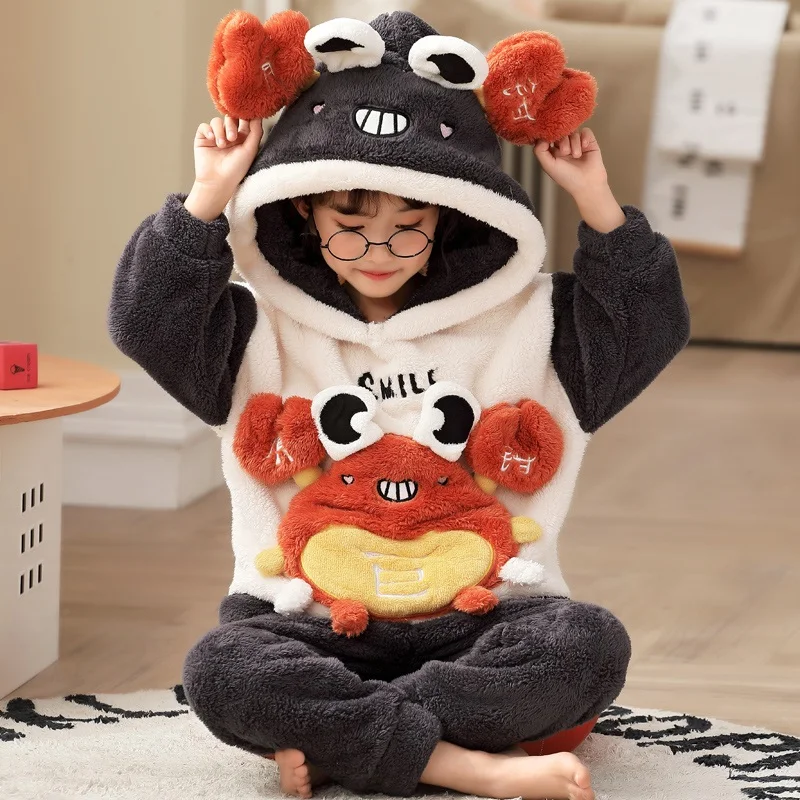 

Disney Kids Pajamas Set Cartoon Boys Girls Children Sleepwear Winter Warm Pyjama Coral Fleece Plush Homewear Night Suit Clothes
