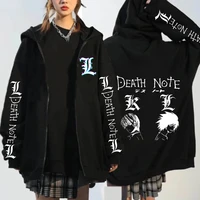 hot death note anime zip up hoodie jackets hip hop harajuku graphic streetwear funy long sleeve loose fashion sweatshirt uniex