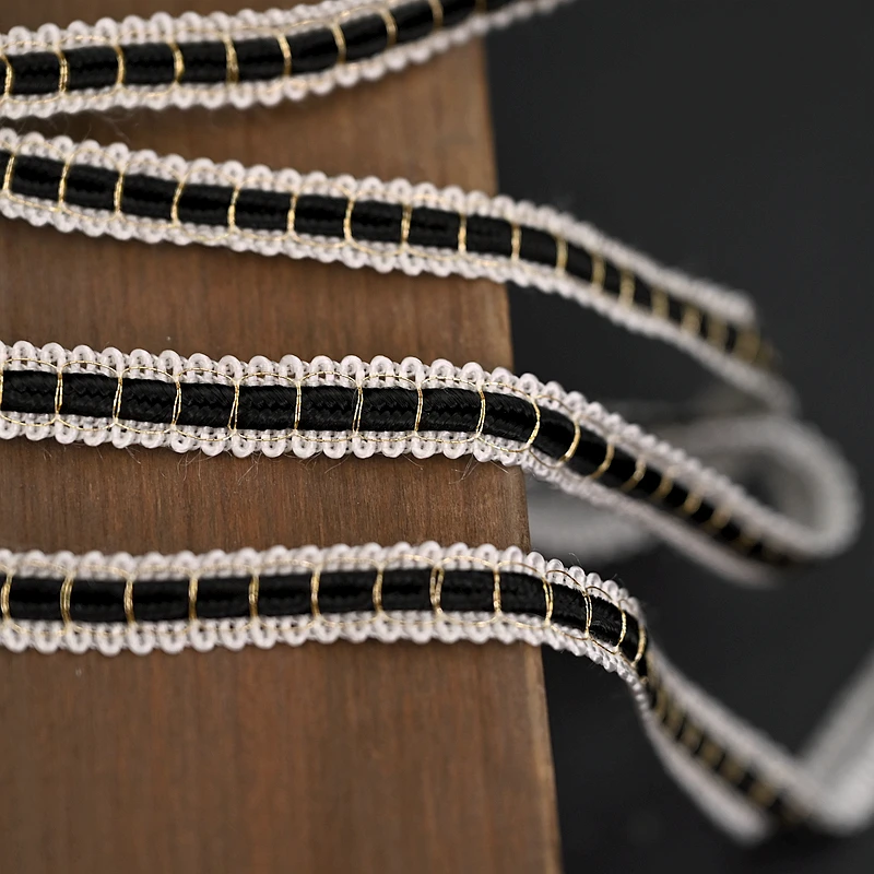 Черно-белая вязаная плетеная кружевная лента высокое качество поделки своими