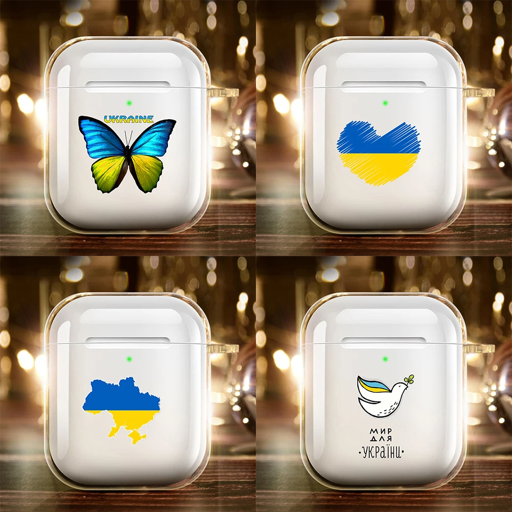 Funda de silicona con la bandera de Ucrania para Apple Airpods Pro, accesorios para auriculares con Bluetooth, con corazón de amor, para Apple Airpods 1 y 2