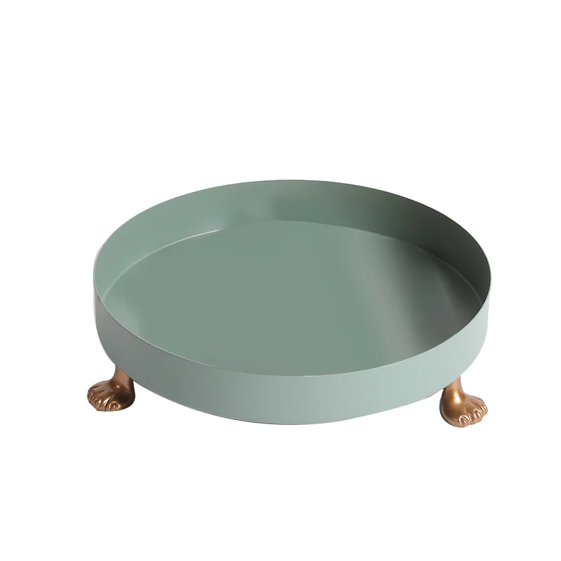 

Metal Storage Tray Jewelry Display Plate Leather Necklace Earrings Cosmetic Organizer Sundries Decor Tray Gifts-Green