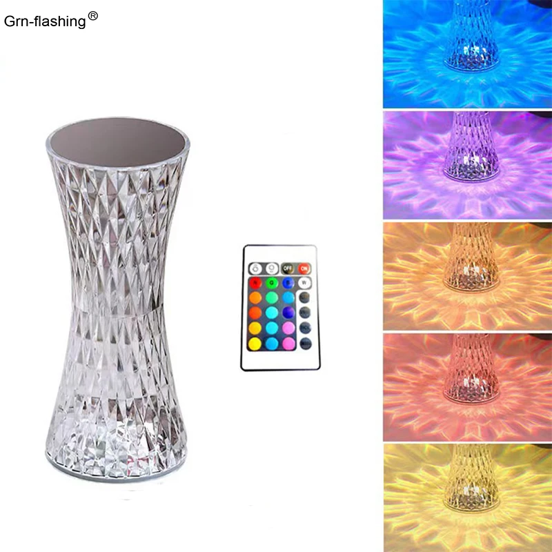 

Creative Crystal Table Lamp USB Recharge Bar Decorative Lights Remote Control Atmosphere Bedside Lamp for Bedroom Living Room