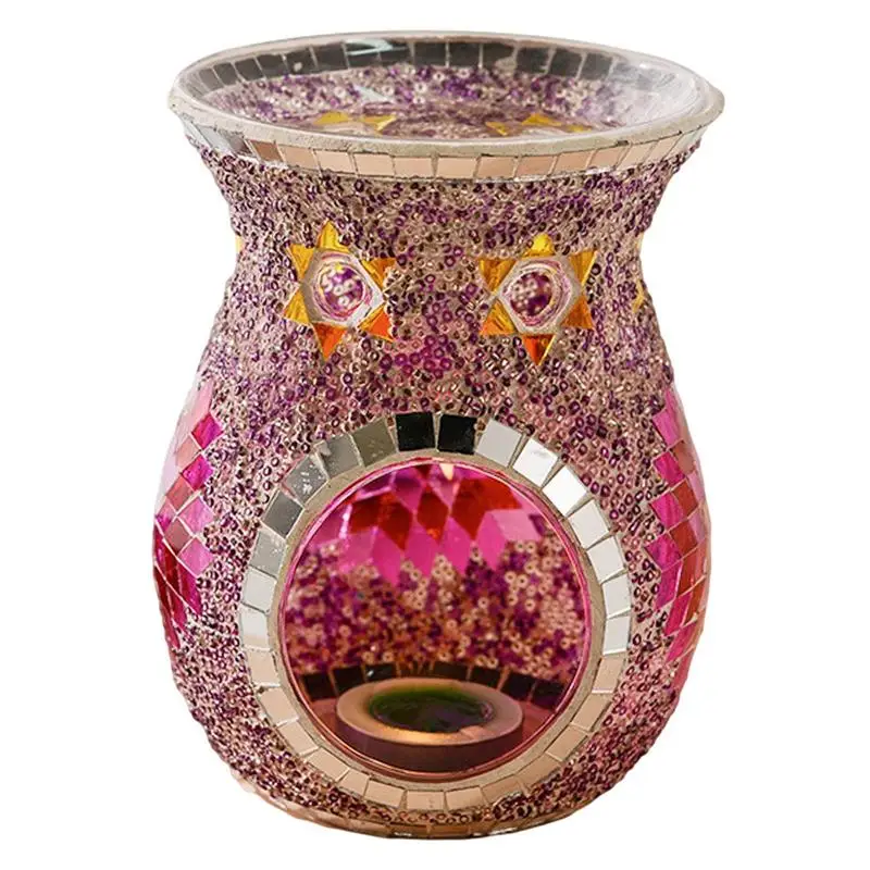 Candle Essential Oil Burner Turkish Style Pattern Stained Glass Aromatherapy Lamp Cafe Bar Home Table Decoration