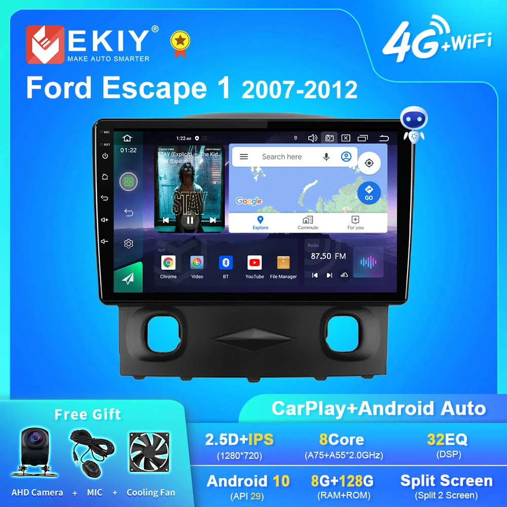 

Автомагнитола EKIY Q7 Android 10,0 для Ford Escape 1 2007-2012, мультимедийный видеоплеер, навигация, авто стерео, GPS, No 2din, DVD-система