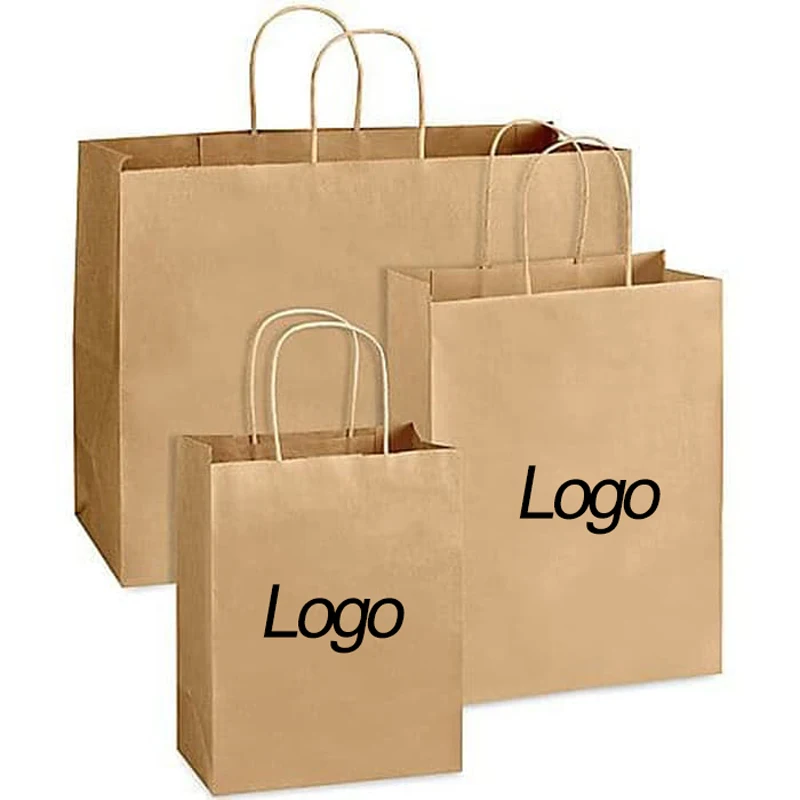 

Custom Recyclable kraft paperbag packaging custom, shopping fast food delivery paper bag wholesale with handles own you logo