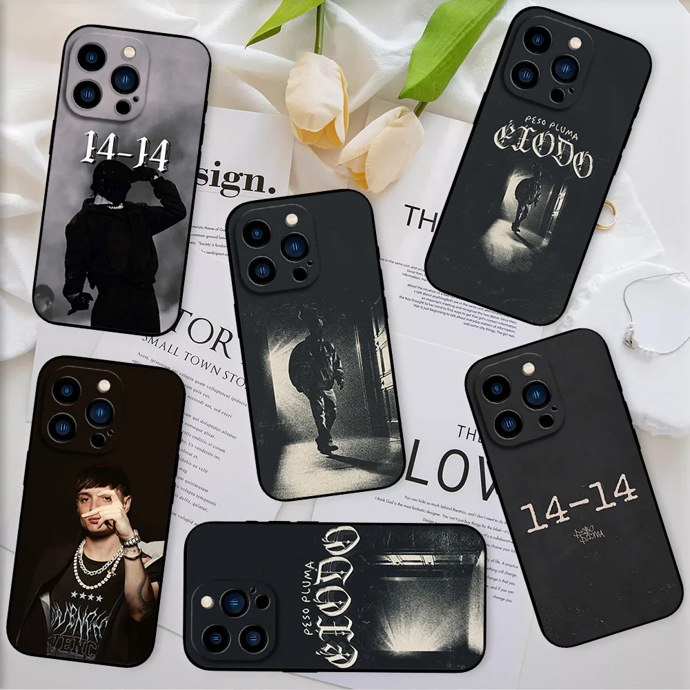 Певица Peso Pluma Exodo для iPhone 11 12 13 14 15 16 Pro Max Plus черный мягкий чехол