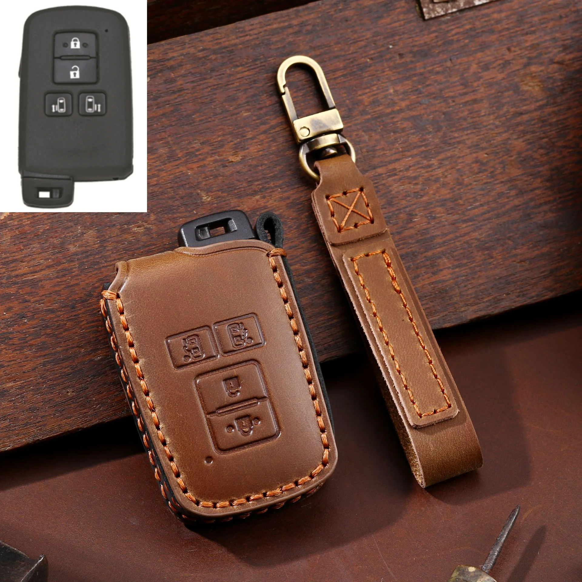 

Кожаный чехол для автомобильных ключей ручной работы, чехол для Toyota Voxy Camry Rav4 Sienta альфар Ноя эскир Harrier Land Cruiser Voxy 80